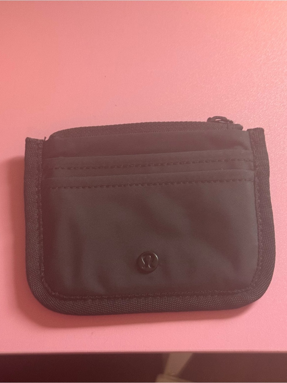 lululemon athletica Black Nylon Zip Card Wallet
